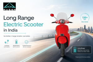 Long range electric scooter in India for daily commute with practical range and easy charging