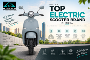 Top Electric Scooter Brand in India featuring AVERA electric scooters, LFP battery technology, smart BMS and modern EV mobility