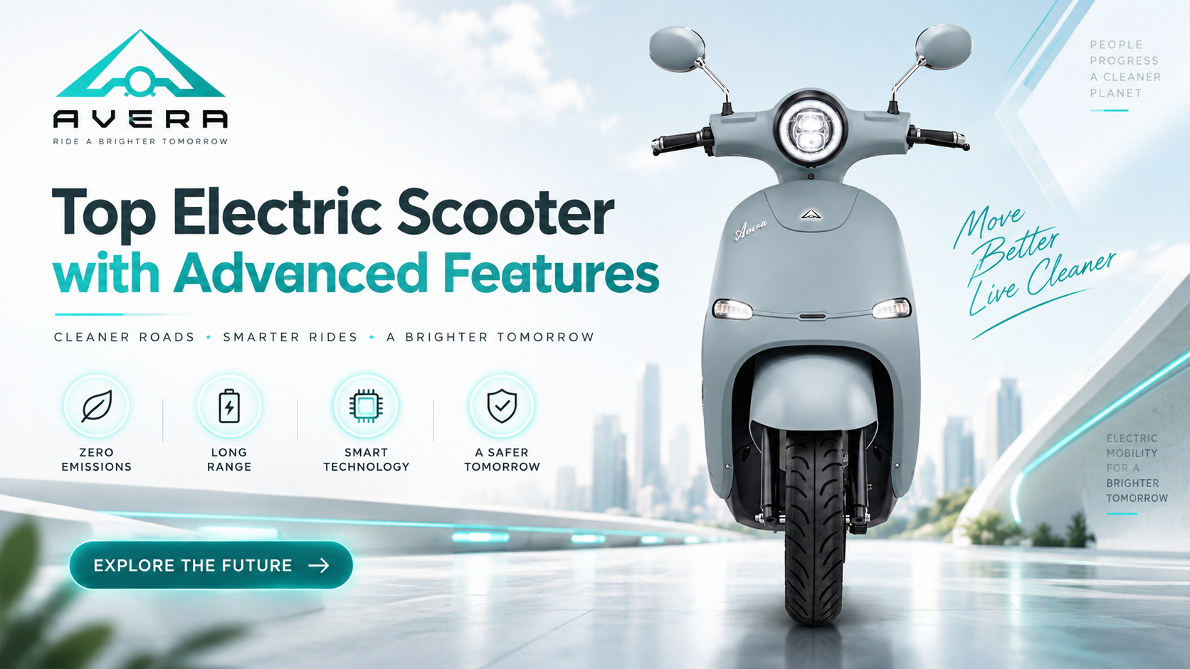 Top Electric Scooter with Advanced Features featuring AVERA electric scooter, LFP battery, Smart BMS and digital technology