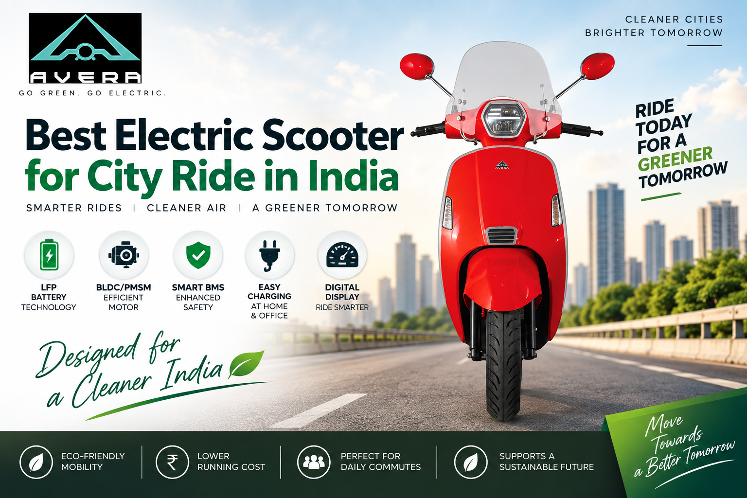 Best Electric Scooter for City Ride in India by AVERA