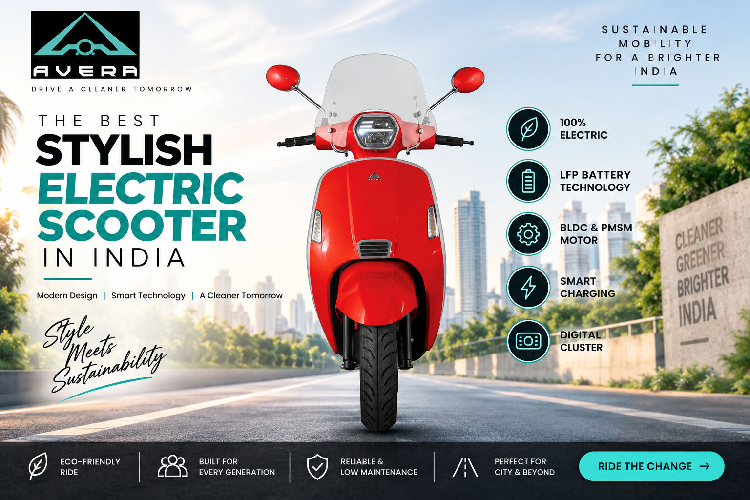 Best Stylish Electric Scooter in India by AVERA