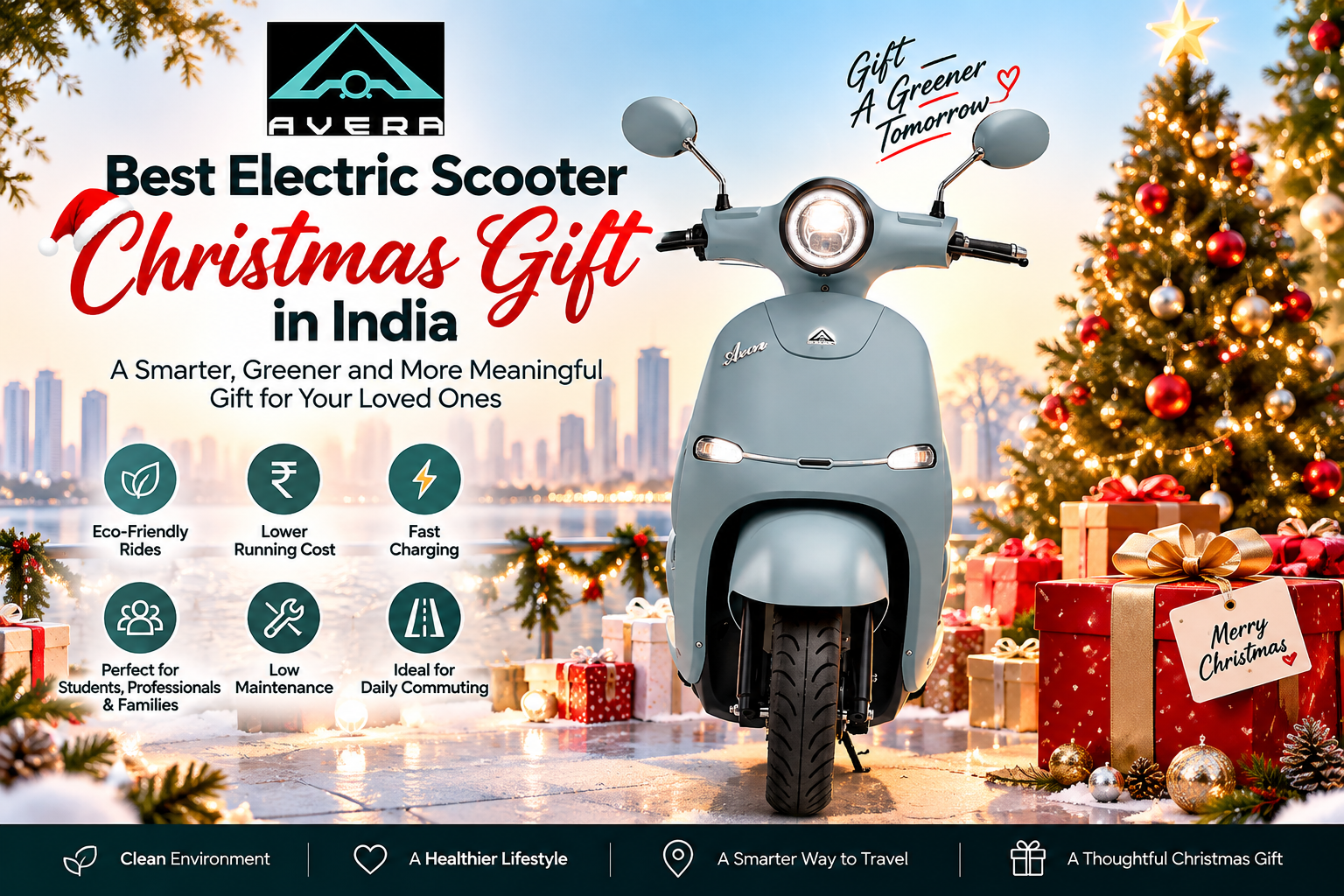 Best Electric Scooter Christmas Gift in India by AVERA for students, professionals, and families